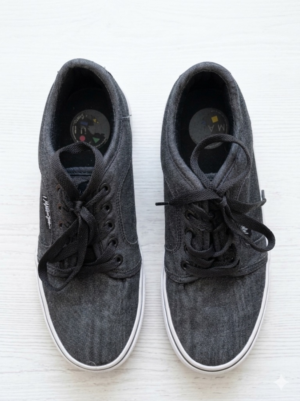 Maui and Sons Charcoal Denim Canvas Low Top Skate Shoes Sneakers Size 8